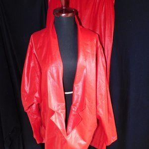 Disco Era City Girl Shiny disco pants suit,  Pants and Jacket, SZ 14, Red